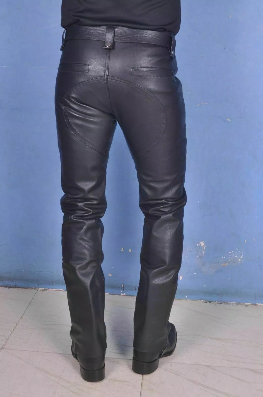 Men's Leather Pants Double Zip