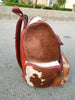 Speckled brown white cowhide travel backpack