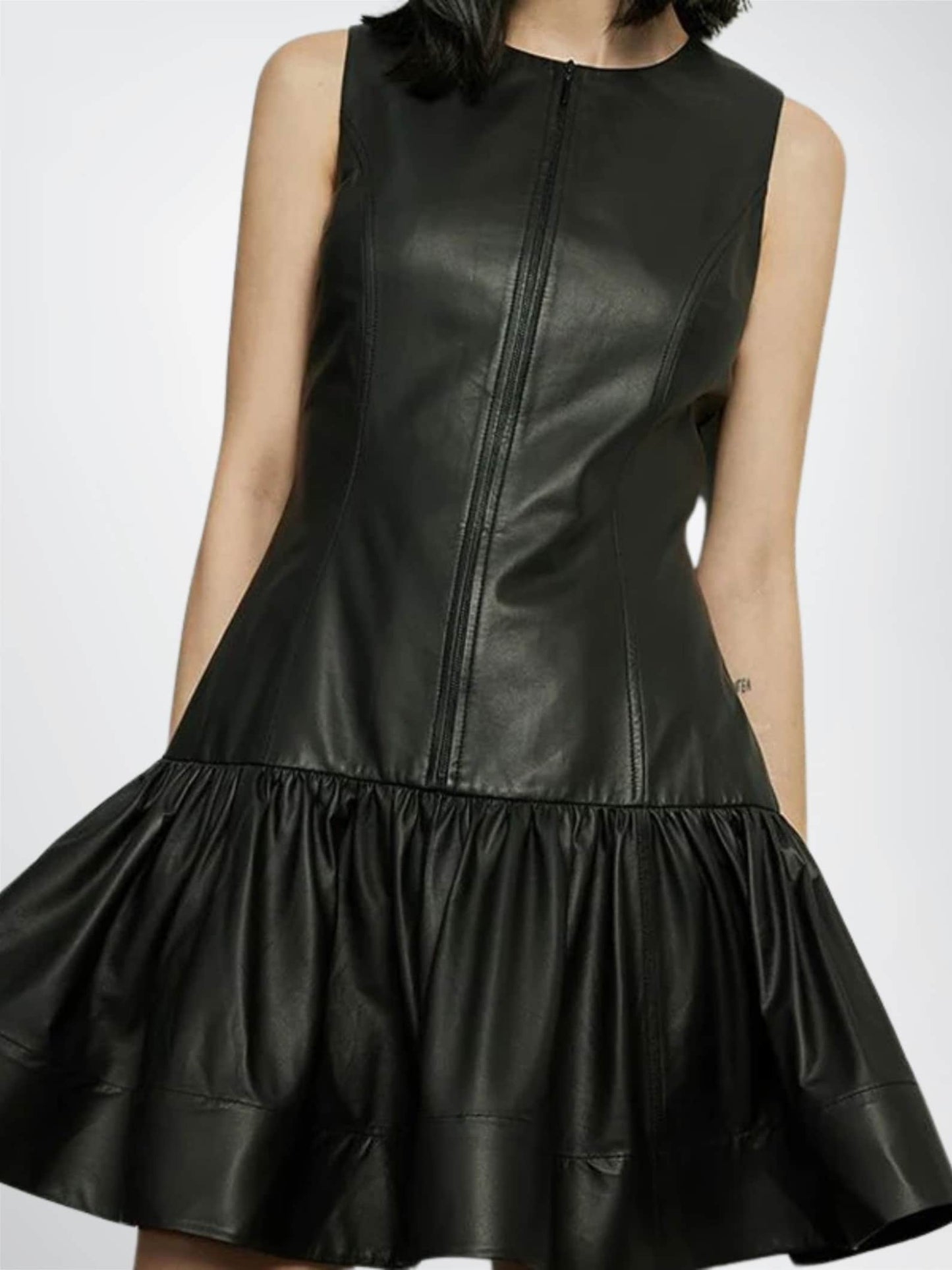 sleeveless leather dresses women