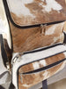 Cowhide Backpack Diaper Bag Brown White