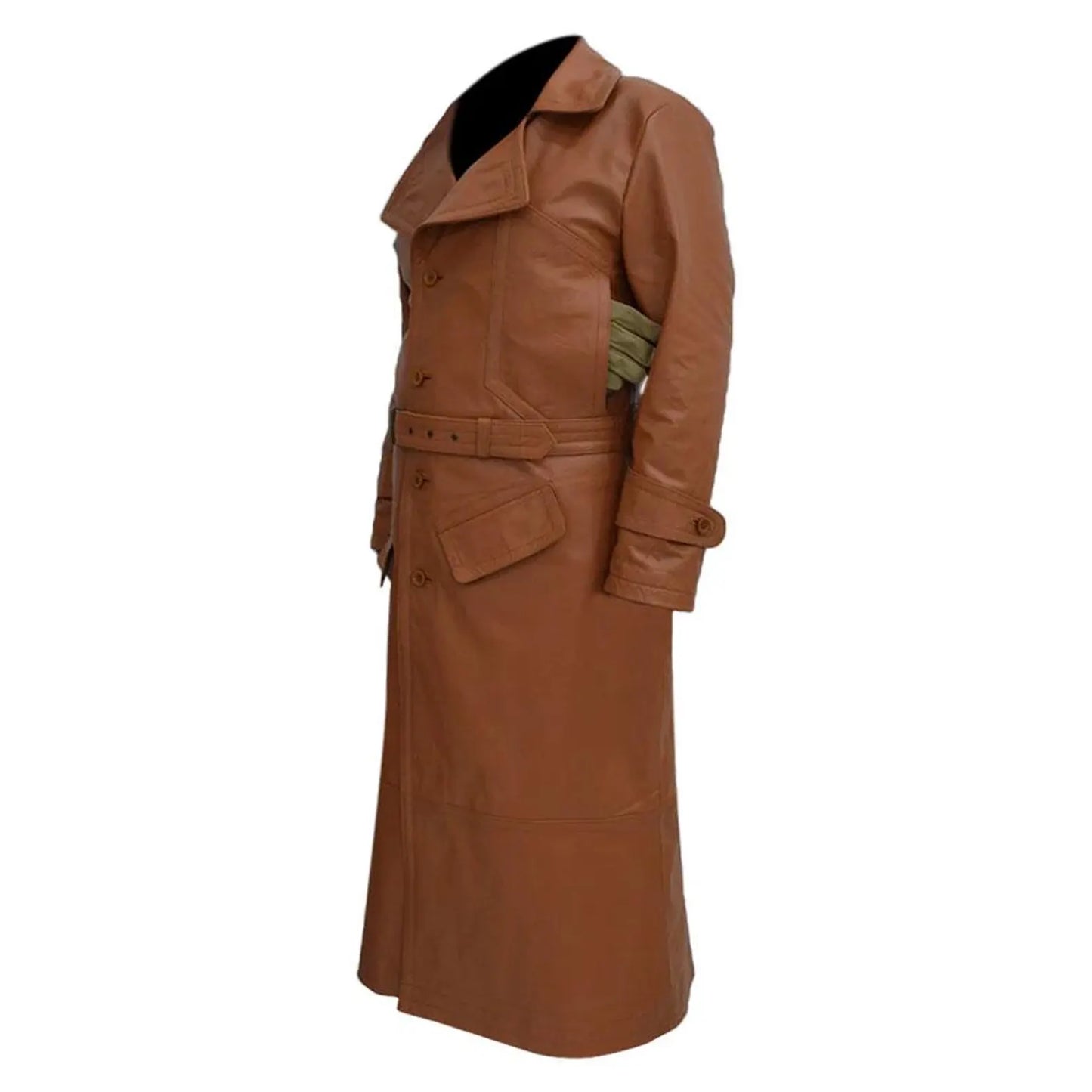 Genuine Leather Men's Trench Coat