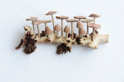 Wooden Sculpture Hanging Mushroom Wall Art