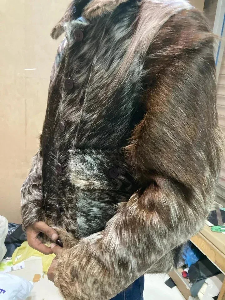 Men’s Genuine Speckled Cowhide Fur Leather Jacket