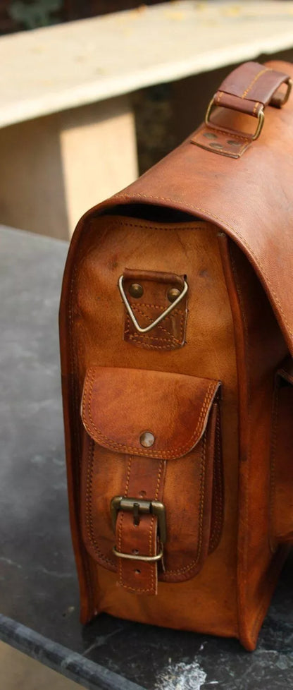 Genuine Leather Motorcycle Side Bag Saddle