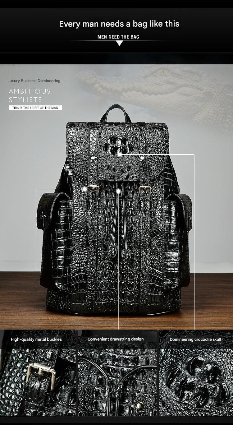 Men genuine crocodile leather backpack