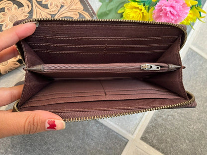 Tooled Leather Embossed Clutch Purse