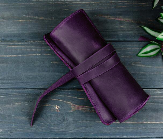 Genuine leather pencil case roll