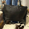 Cowhide Leather Tote Bag With Fringe