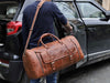 Genuine Brown Leather Duffle Weekender Bag