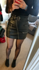 Genuine Leather Buckle Belted Mini Skirt