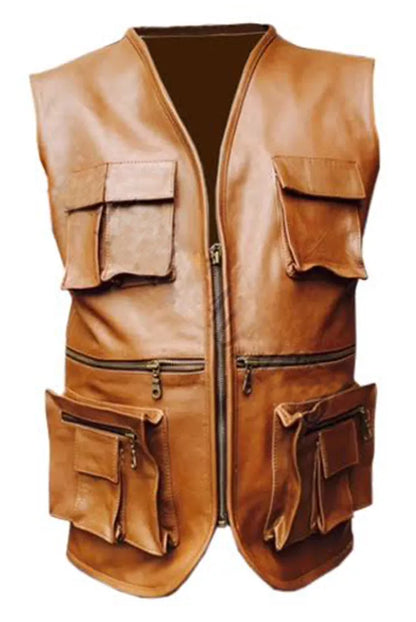 Mens leather motorcycle vest