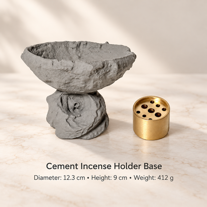 Modern Incense Holder in Cement with Sculptural Pedestal Bowl 4