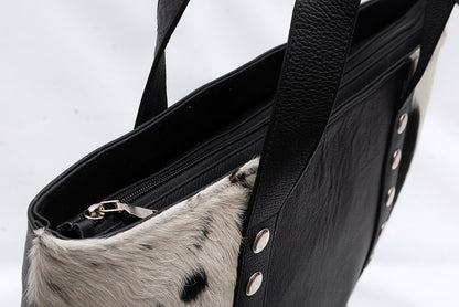 Black White Cowhide Shoulder Purse