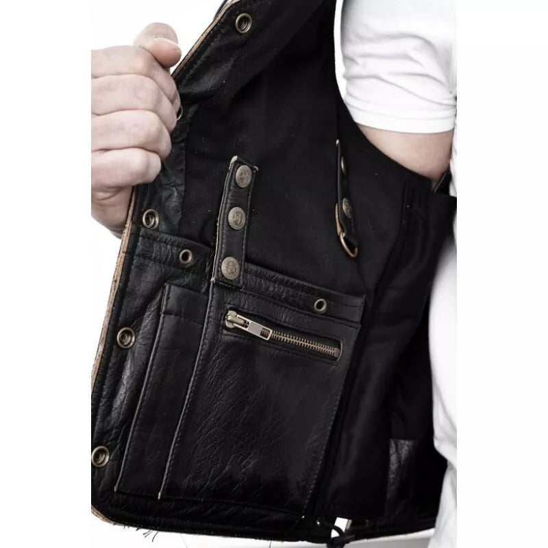 Men's Real lambskin Black leather Vest