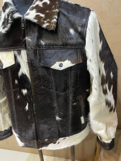 Cow Skin Jacket Hair On Hide Black White