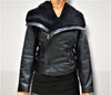 Women's leather jacket real sheep fur collar