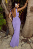 Royal Blue Backless Mermaid Knit Gown Dress