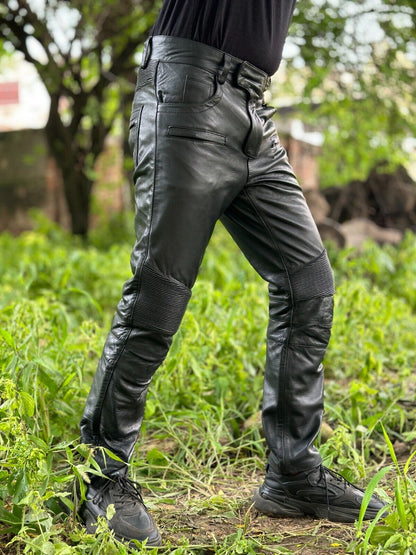 Genuine Leather Black Cowboy Pants