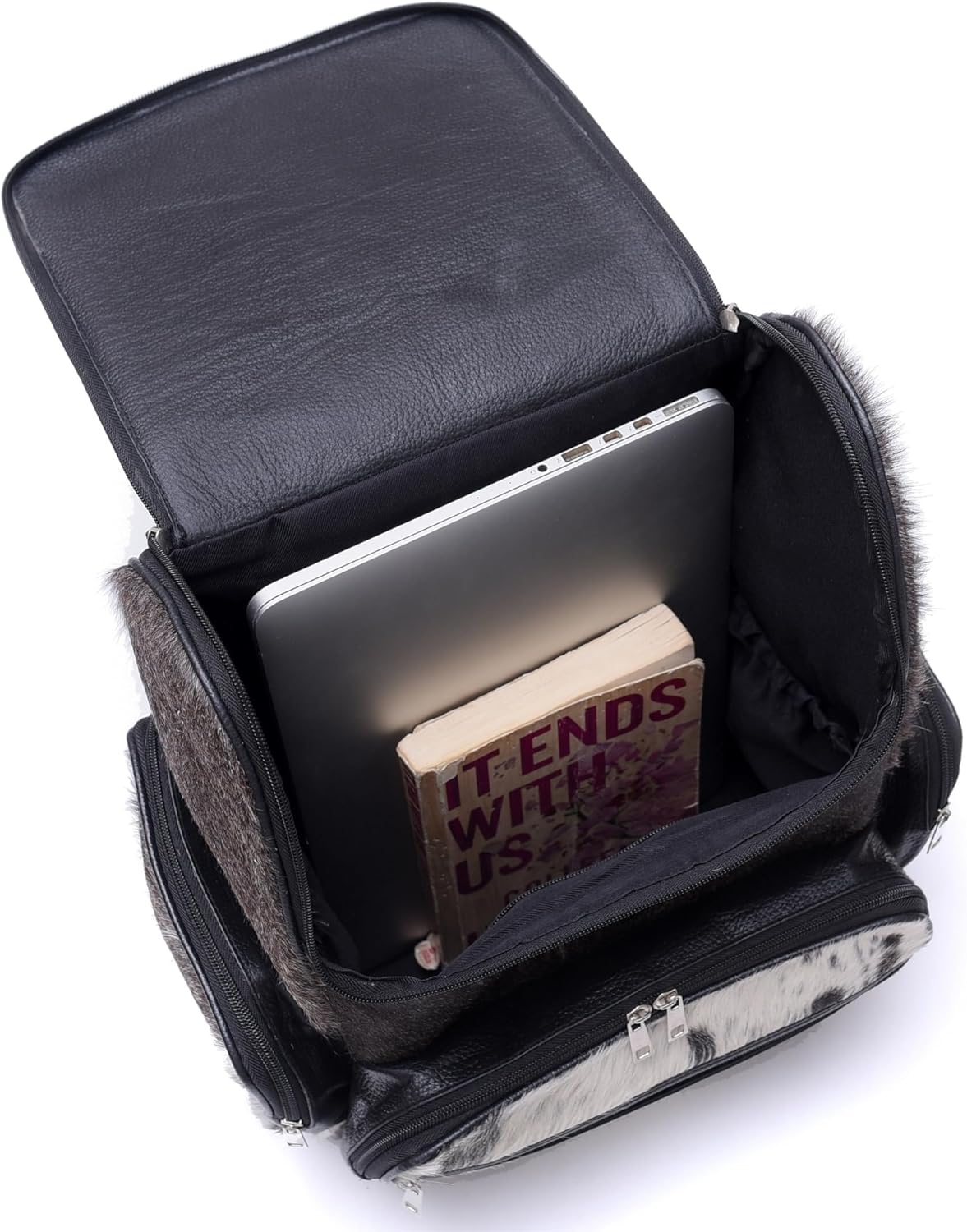 Cowhide Backpack Rucksack Purse with Laptop Compartment
