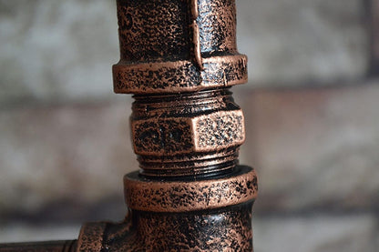 Industrial steampunk copper water pipe floor lamp