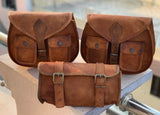 Leather Motorcycle Pouch Panniers