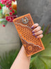 Tooled Cowhide Leather Long Wallet