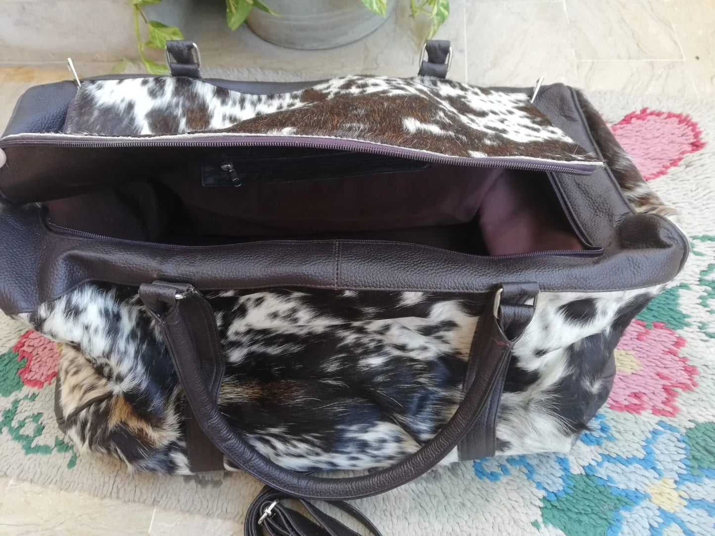 Spotted Cowhide Leather Weekender Bag