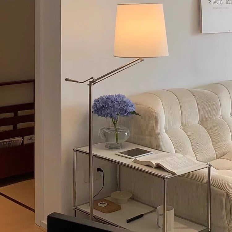 Modern Folding Arm Floor Lamp with Fabric Shade