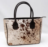 Cowhide hair purse speckled tricolor