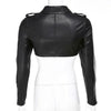 New Women's Leather Black Crop Jacket