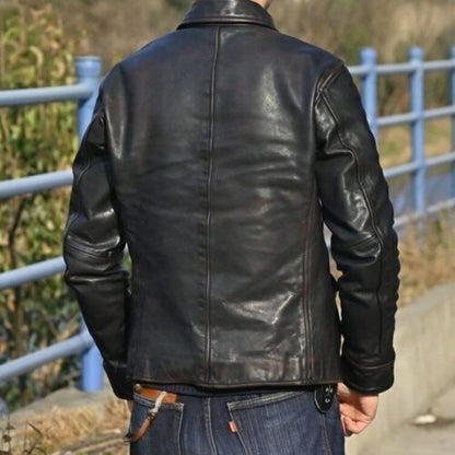 Mens Vintage Distressed Black Motorcycle Jacket