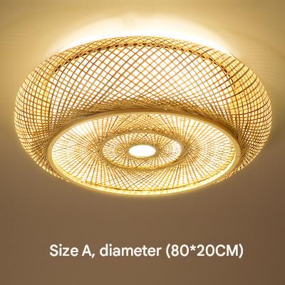 Bamboo woven flush mount ceiling light 4 110V-120V For US CA