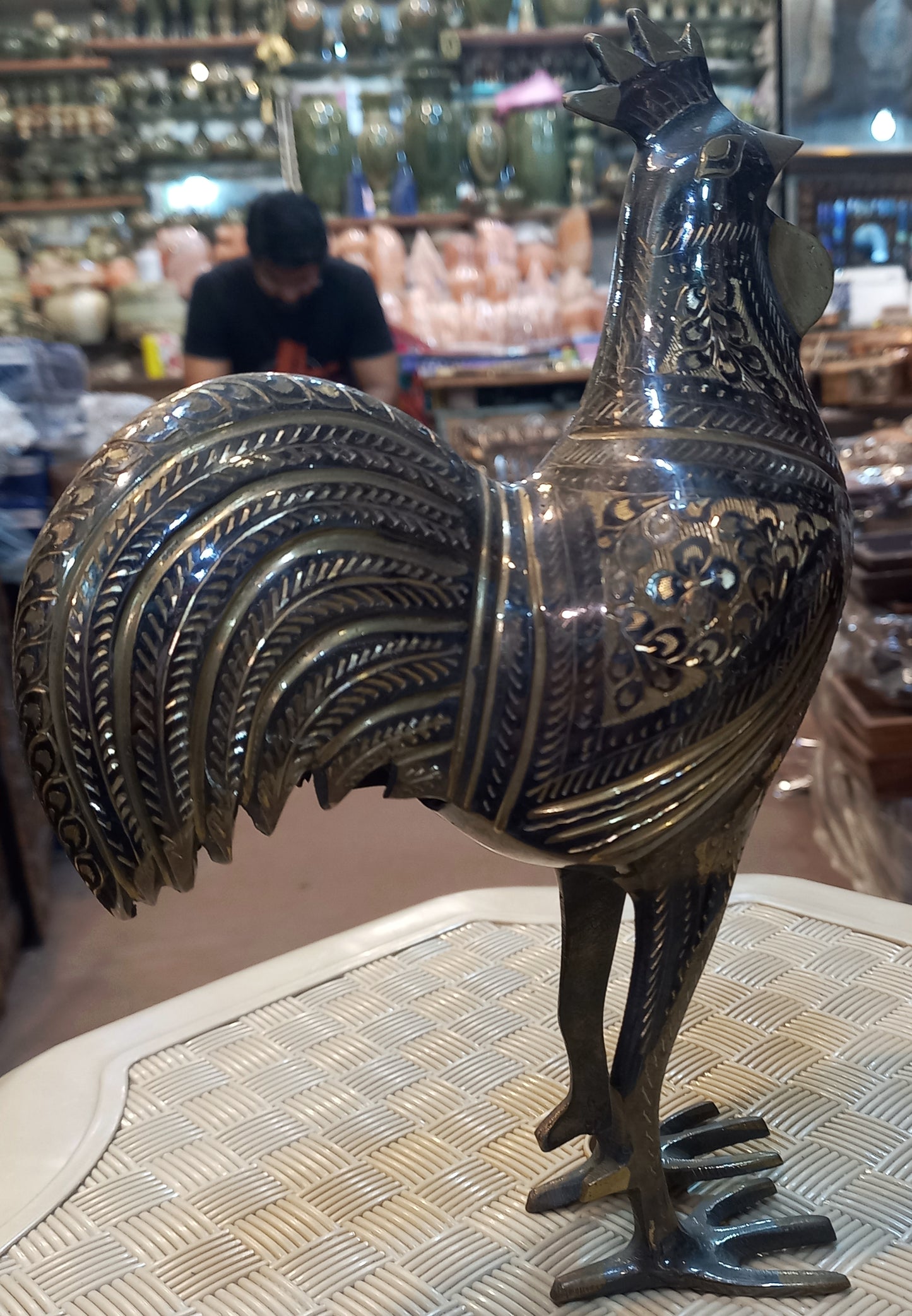 Brass Chicken Hen Statue Livingroom Decor