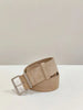 women suede leather wide belt with silver buckle Khaki