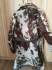  cow fur jacket dark brown white