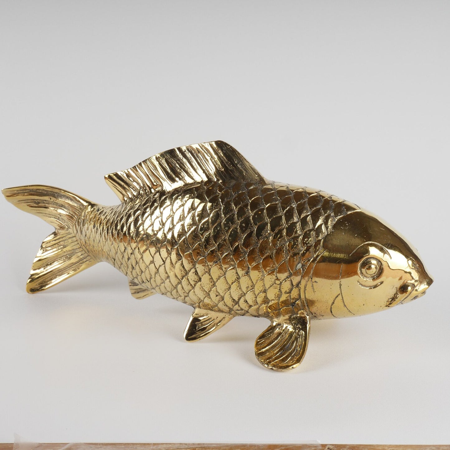 Elegant Brass Koi Fish Statue Decor