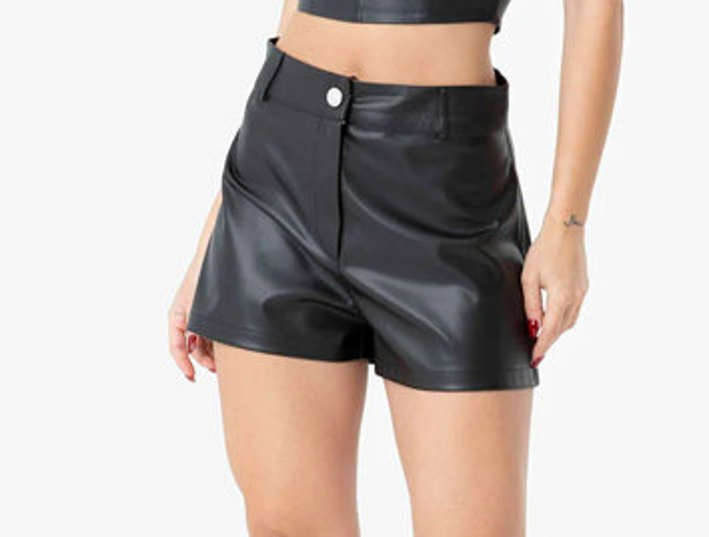 Genuine Leather High Waist Shorts