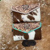 Tooled Cowhide Wallet Brown White