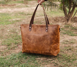 Real Leather Brown Tote Bag