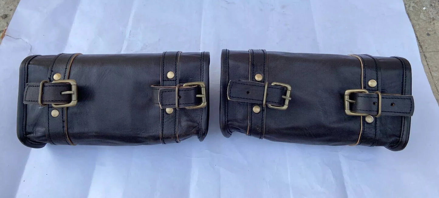 Black Leather Biker Saddle Bags