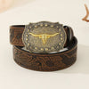 Men’s Western Longhorn Cowboy Leather Belt