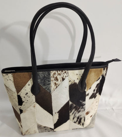 Real Cowhide Patchwork Handbag