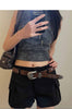 Retro western rivet belt women brown waist chain floral design 6
