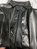 Drop Shoulder Black Leather Shirt Coat