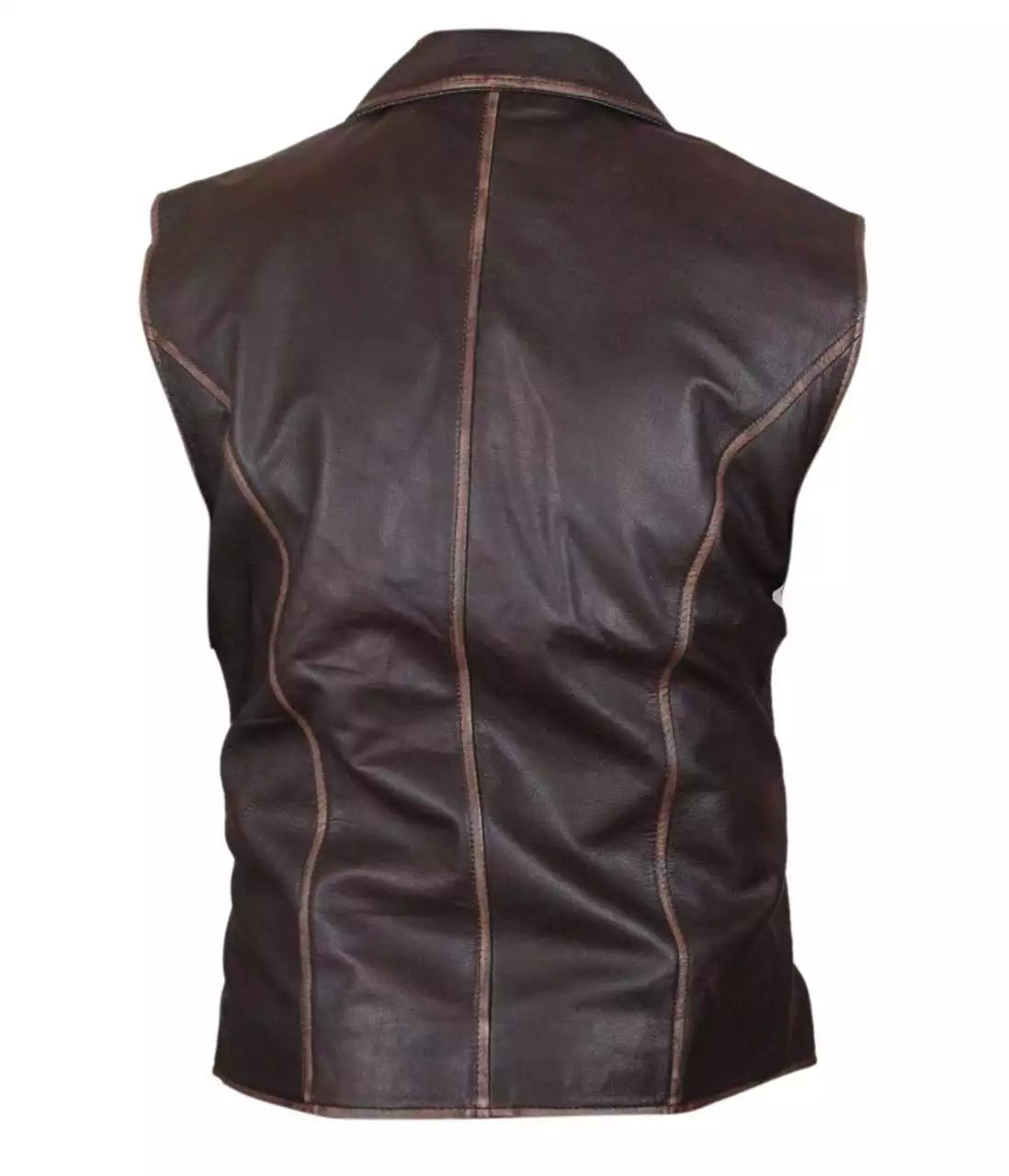 Men's Real brown leather Cowboy Vest