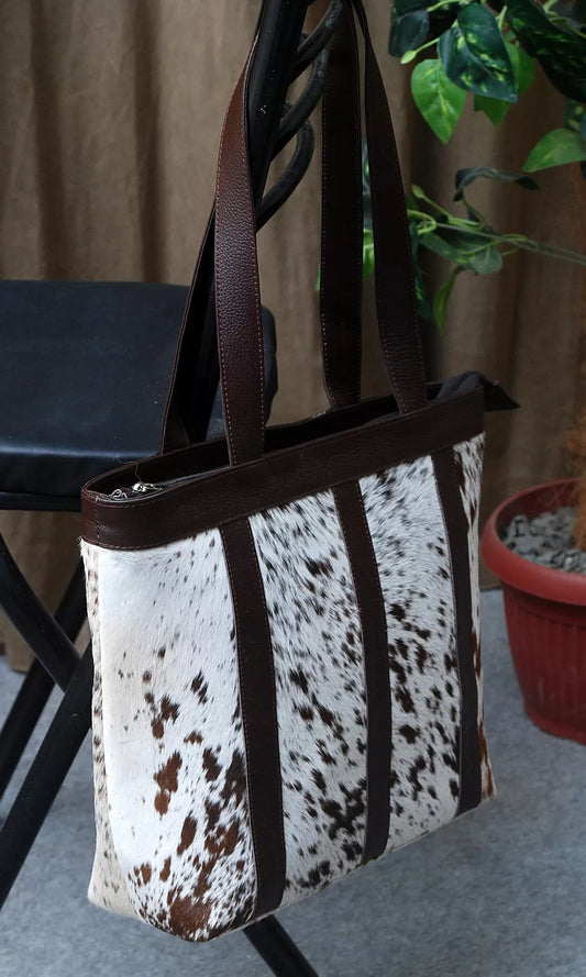 Western Cowhide Tote Purse Large Speckled