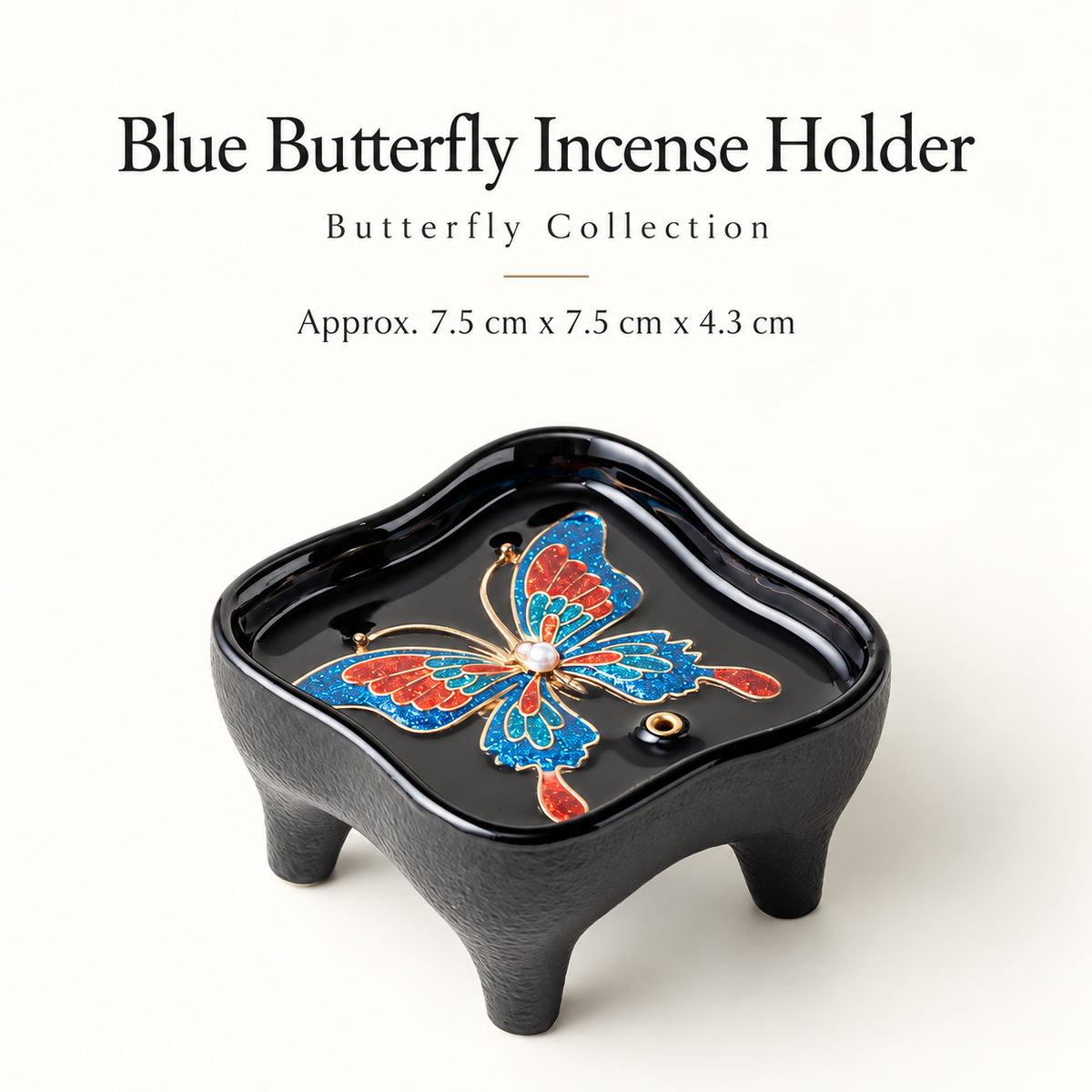 Stick Incense Holder with Butterfly Design and Decorative Tray