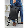 Real leather roll top backpack rucksack