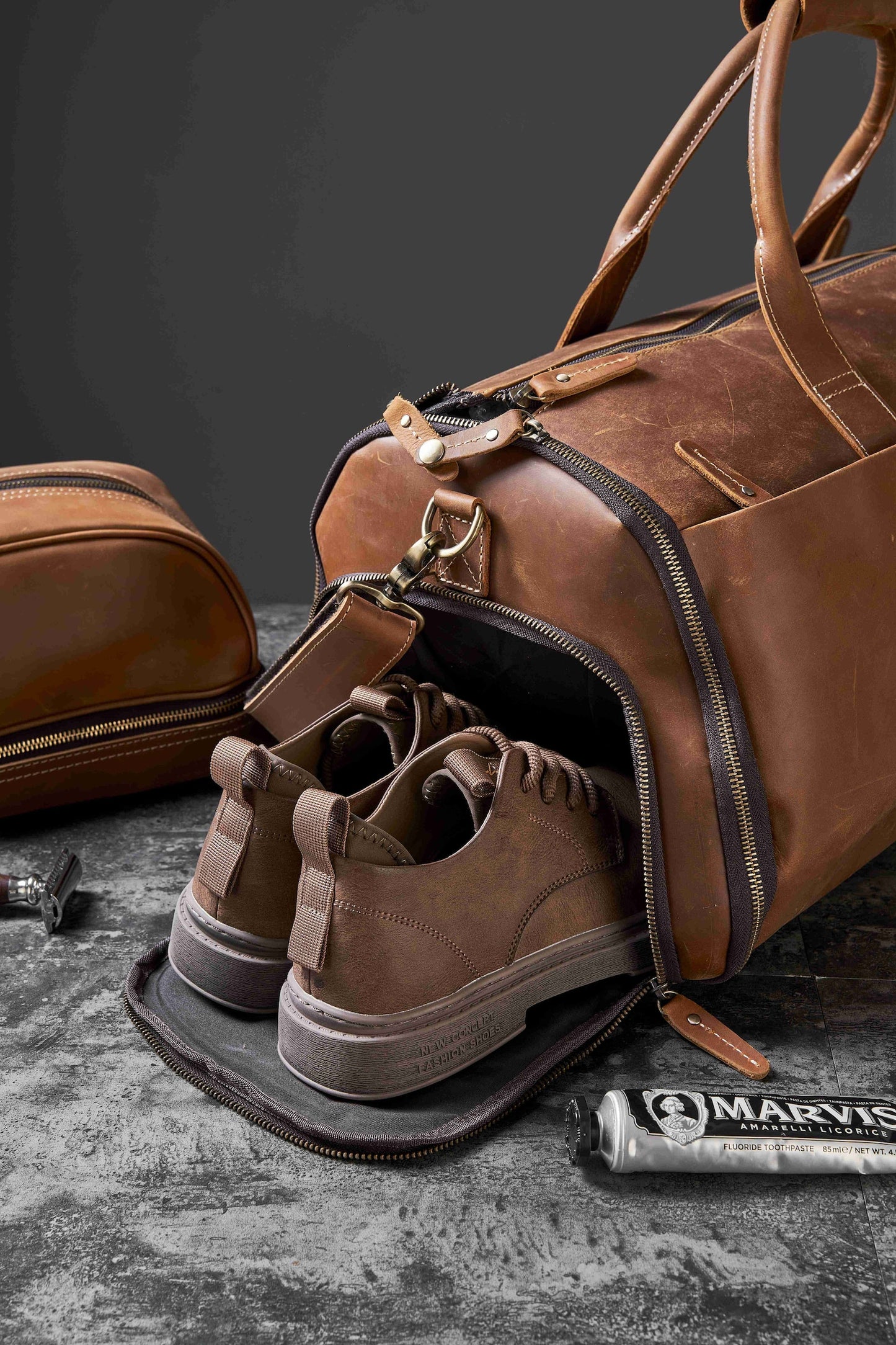 Real Genuine Leather Weekender Travel Bag