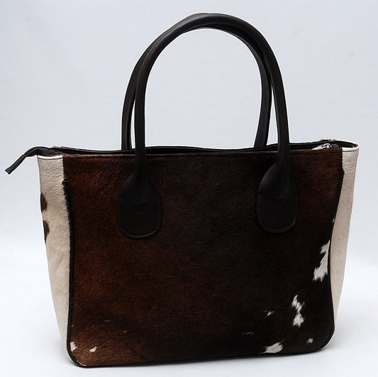 Large Dark Brown Cowhide Tote Bag